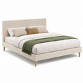 Letto matrimoniale imbottito beige in poliestere 160 x 200 cm