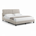 Letto matrimoniale imbottito beige in poliestere 160 x 200 cm