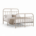 Letto matrimoniale in acciaio beige con struttura a barre 160 x 200 cm