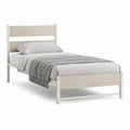 Letto singolo con struttura in pino massello bianco e pannelli MDF rovere chiaro 90 x 190 cm
