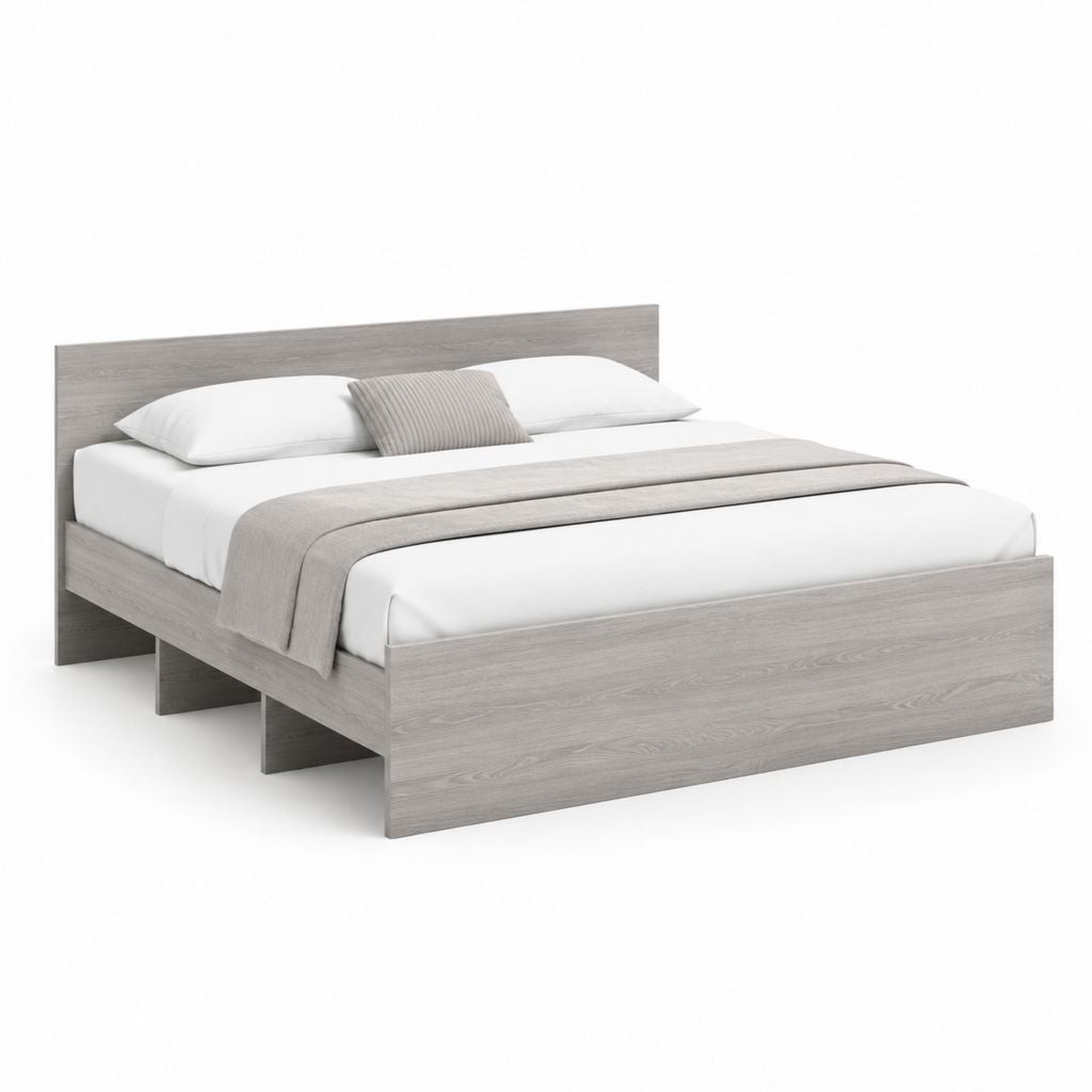 Letto matrimoniale grigio rovere in truciolare melaminico rettangolare 160 x 200 cm