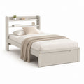 Letto singolo con libreria avorio in MDF rettangolare 90 x 190 cm