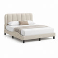 Letto matrimoniale imbottito beige in poliestere con testiera arrotondata 160 x 200 cm
