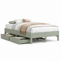 Letto matrimoniale con 2 cassetti verde salvia in MDF 140 x 190 cm