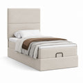 Letto singolo con contenitore beige rivestito in poliestere rettangolare 90 x 200 cm