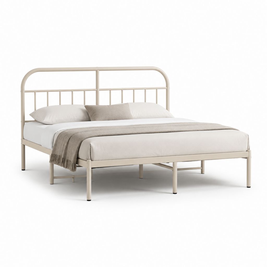 Letto matrimoniale con struttura in acciaio beige 160 x 200 cm
