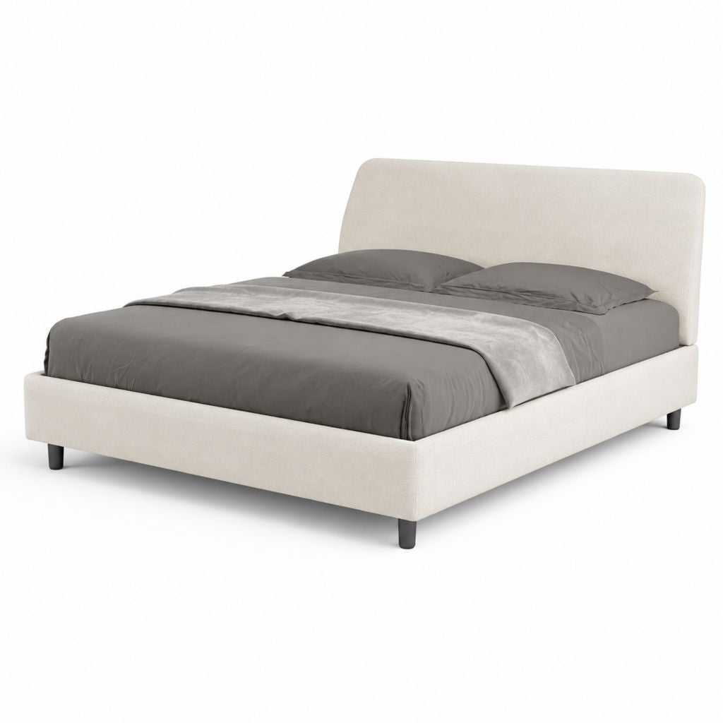 Letto matrimoniale imbottito beige in poliestere rettangolare 175 x 215 x 105 cm per materasso 160 x 200 cm
