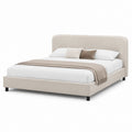 Letto matrimoniale imbottito beige in poliestere con testiera arrotondata per materasso 160x200 cm