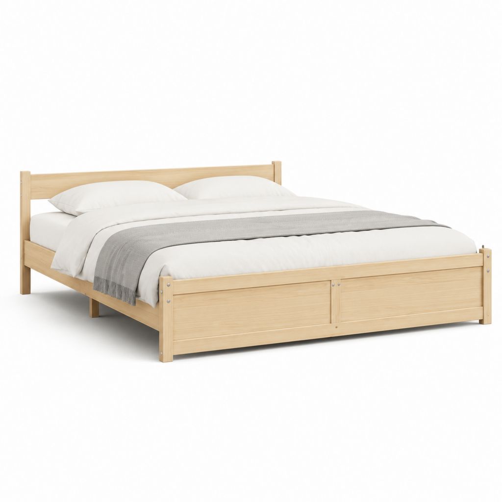 Letto matrimoniale struttura letto rettangolare in pino massello naturale 160 x 200 cm