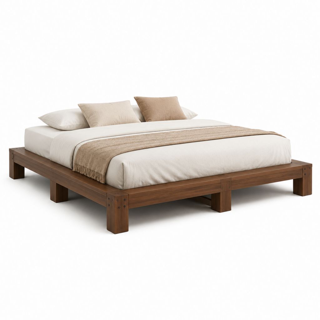 Letto matrimoniale in legno massello di pino marrone rettangolare 160 x 200 cm