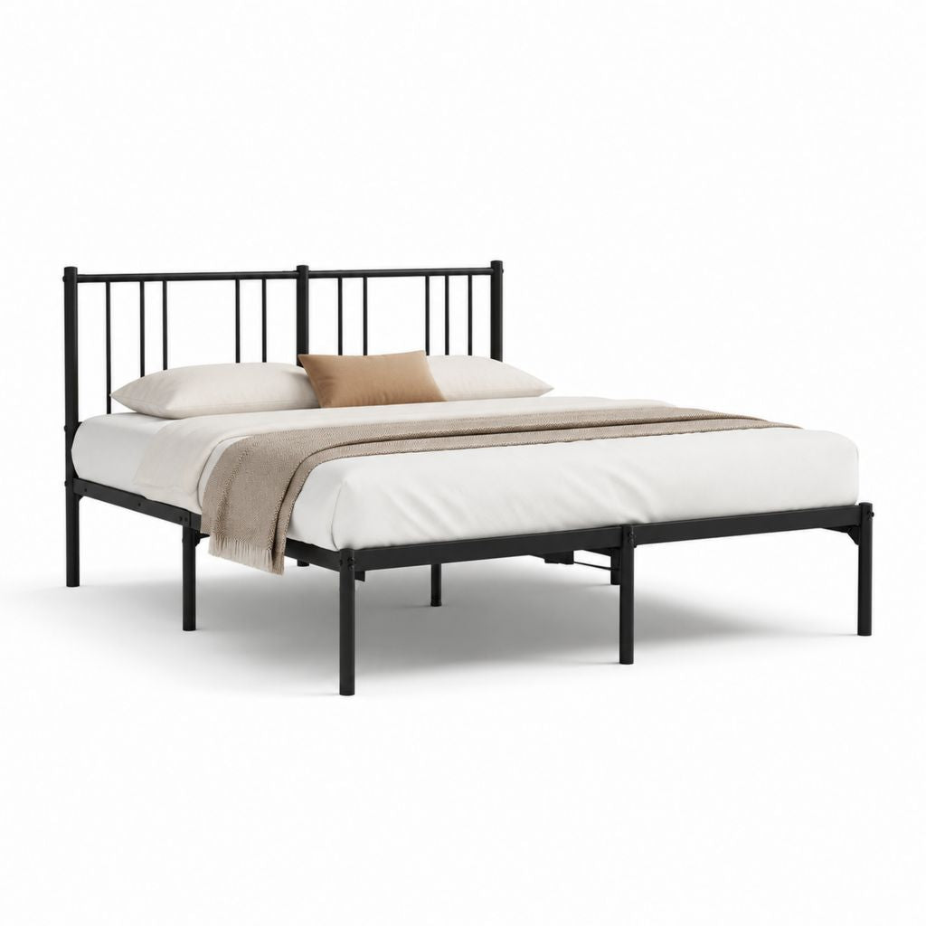 Letto matrimoniale rettangolare in acciaio nero 160 x 200 cm