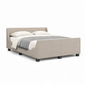 Letto matrimoniale rettangolare beige rivestito in poliestere 160 x 200 cm