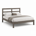 Letto matrimoniale con testiera marrone grigio in legno massello di gomma rettangolare 160 x 200 cm