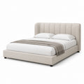 Letto matrimoniale imbottito beige in poliestere rettangolare 160 x 200 cm