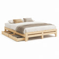 Letto matrimoniale con 2 cassetti estraibili in pino massello naturale rettangolare 160 x 200 cm